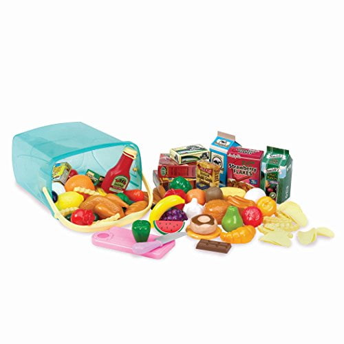 Pretend Food Plastic Food  FUN LITTLE TOYS 128 pcs Play Food for Kids Kitchen
